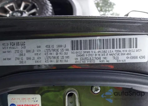 2020 Ram 2500 Big Horn 4X4 6'4 Box z USA, uszkodzony, nr VIN 3C6UR5DL8LG174348